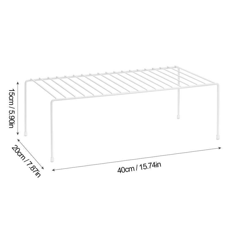 Lonian Kitchen Cupboard Organiser, Home and Kitchen Storage Shelf Wire Rack Made of Metal for Kitchen Cabinets, Counter-Tops, Pantries, Food and Utensils - White (Pack of 2) - Image 2
